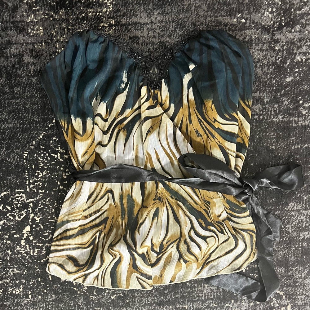 Animal print chiffon corset top